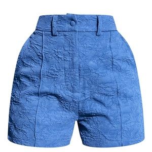 Pretty little thing Blue Textured Button Front Shorts